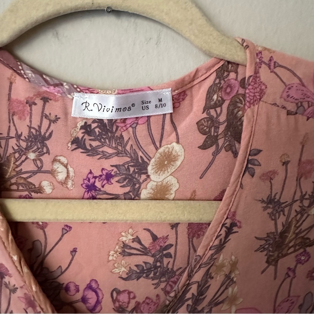 Bohemian Floral Midi Tassle Dress in Pink Size M - Picture 4 of 11